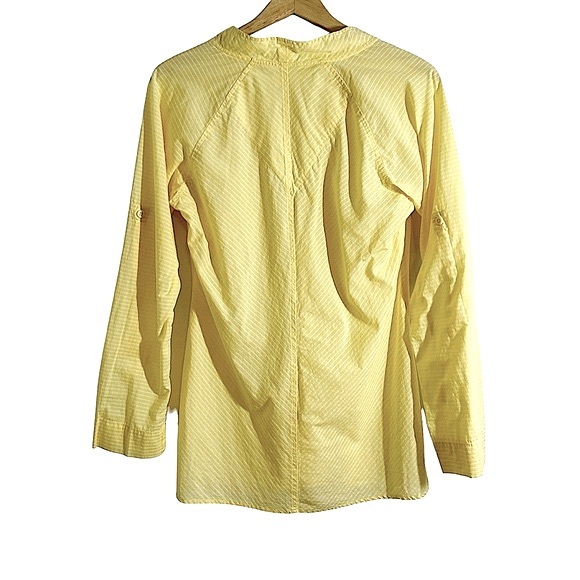 Columbia 3Q Sunrise Tunic Size Medium Yellow And White Stripes Long Sleeves - Picture 2 of 11